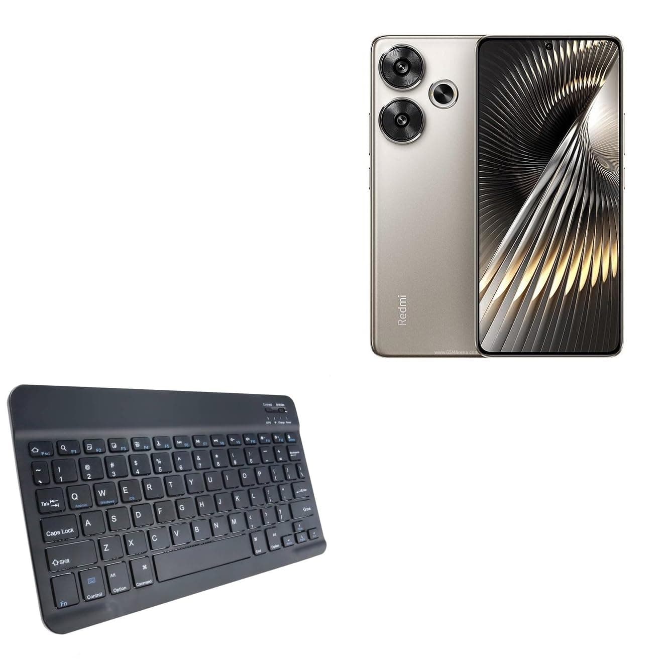 Keyboard Compatible with Xiaomi Redmi Turbo 3 - SlimKeys Bluetooth Keyboard, Portable Thin with Chiclet-Style Keys - Jet Black