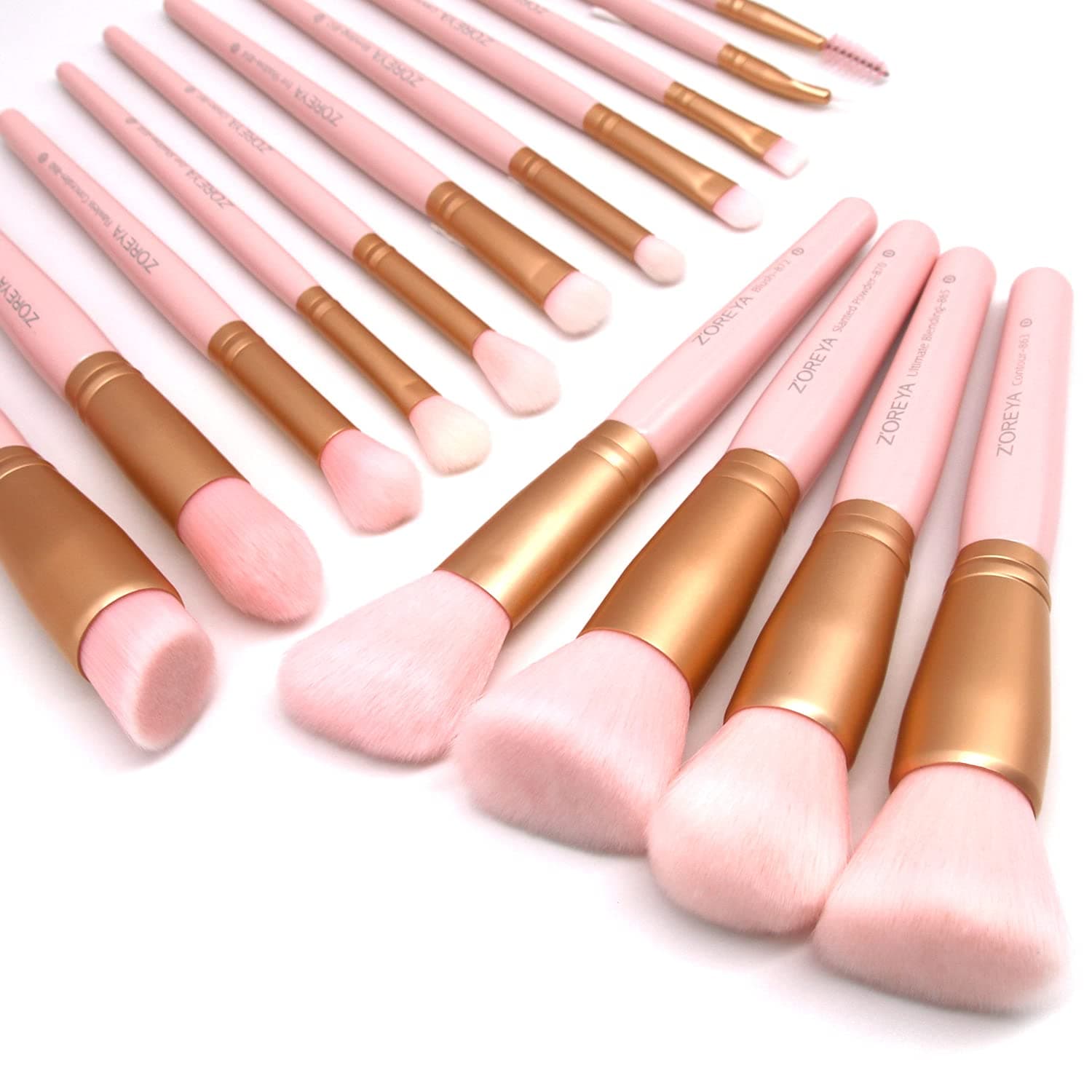 Makeup Brushes Makeup Brush Set - 15 Pcs Premium Synthetic Foundation Concealers Eye Shadows Make Up Brush,Eyeliner Brushes(Pink)