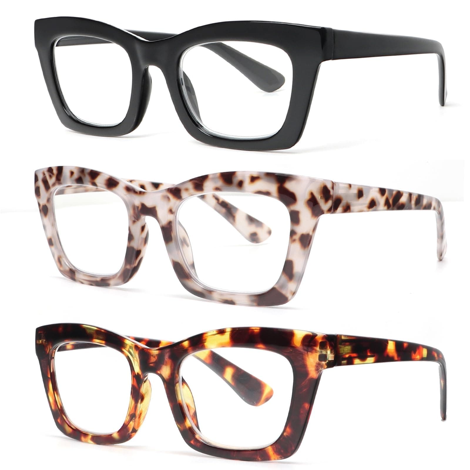 Oprah Style Reading Glasses for Women, Blue Light Blocking Stylish Oversized Computer Readers Spring Hinge