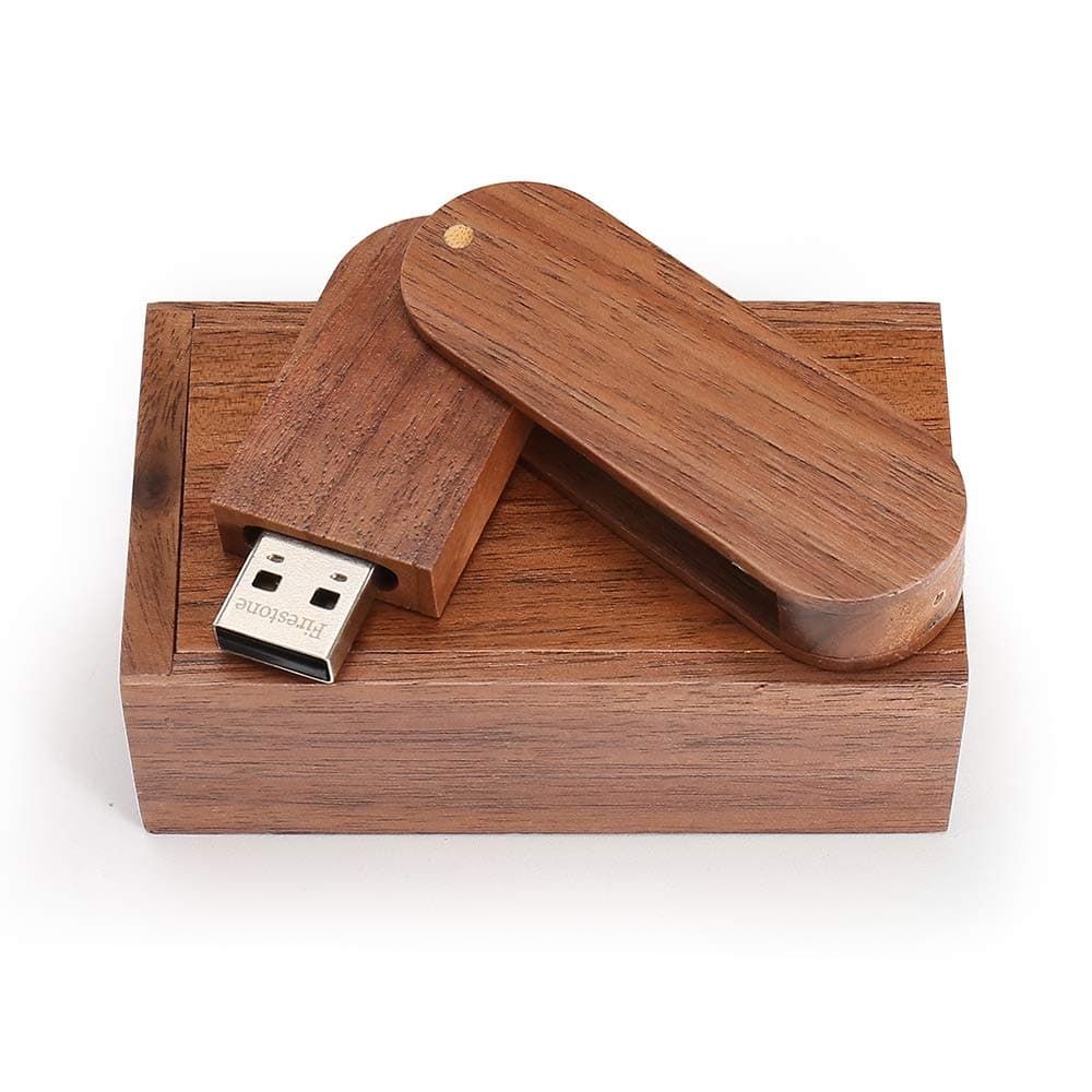 Novelty Wooden USB 2.0 Flash Drive 16GB Data Storage Memory Stick USB Stick Rotate Pendrive with Wooden Box
