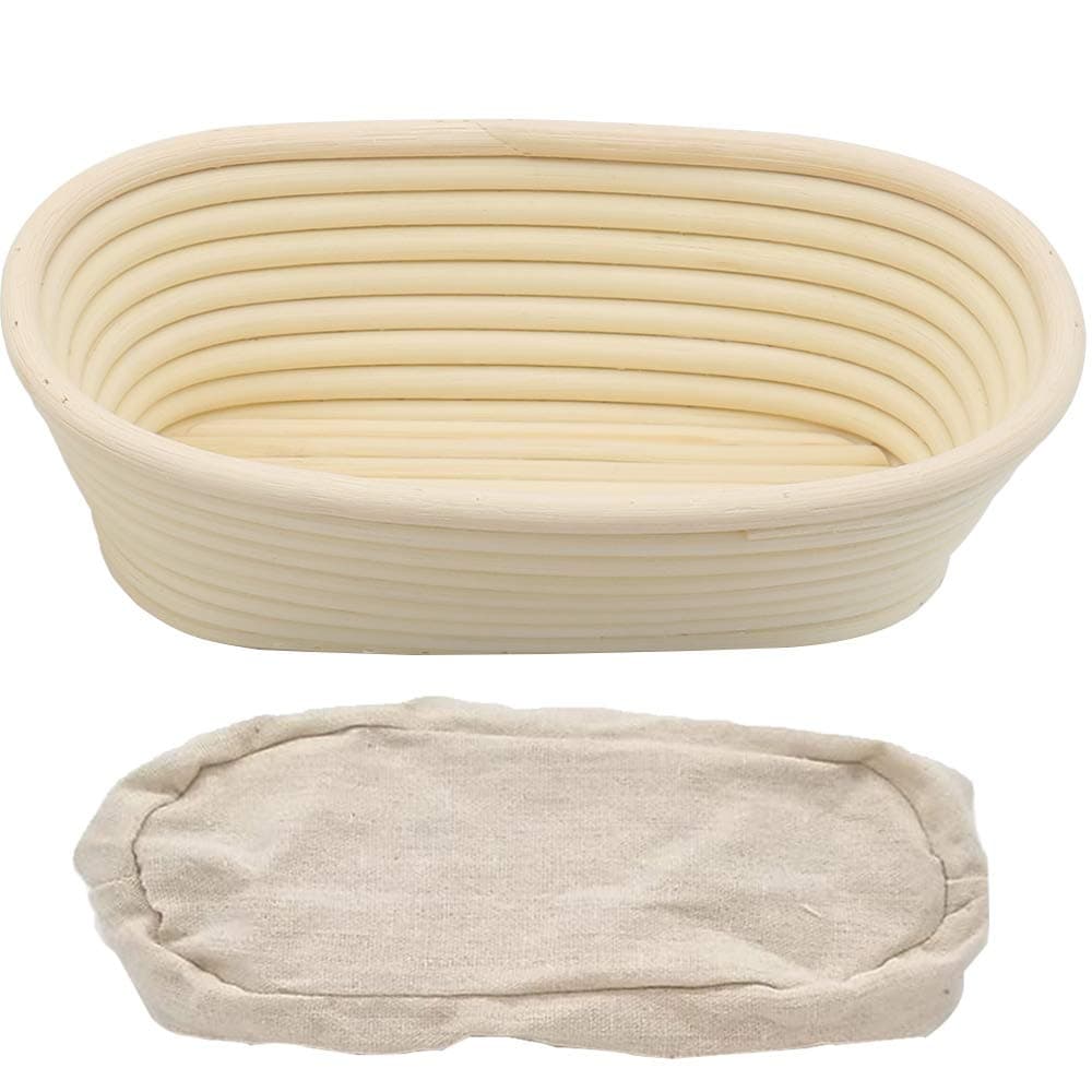 10 Inch Oval Bread Banneton Proofing Basket, Sourdough bread making starter baking tools Baking Bowl Dough, Great gifts for Sourdough Starter and Making Artisan Homemade Bread, NO proofing kit