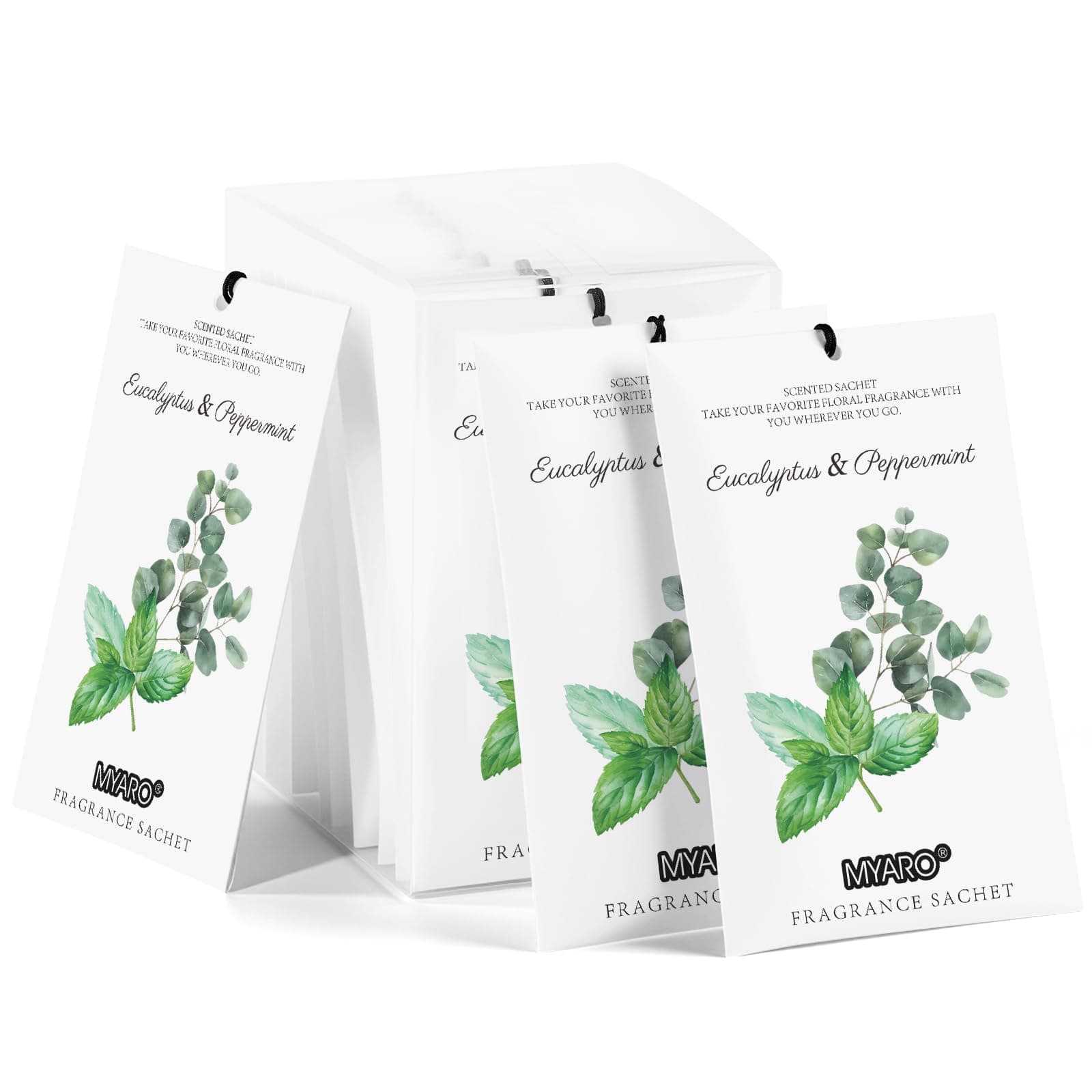 MYARO 12 Packs Eucalyptus Mint Scented Sachets for Drawer and Closet, Long-Lasting Closet Sachet Bags Drawer Deodorizers Fresh Scents, Home Fragrance Air Freshener