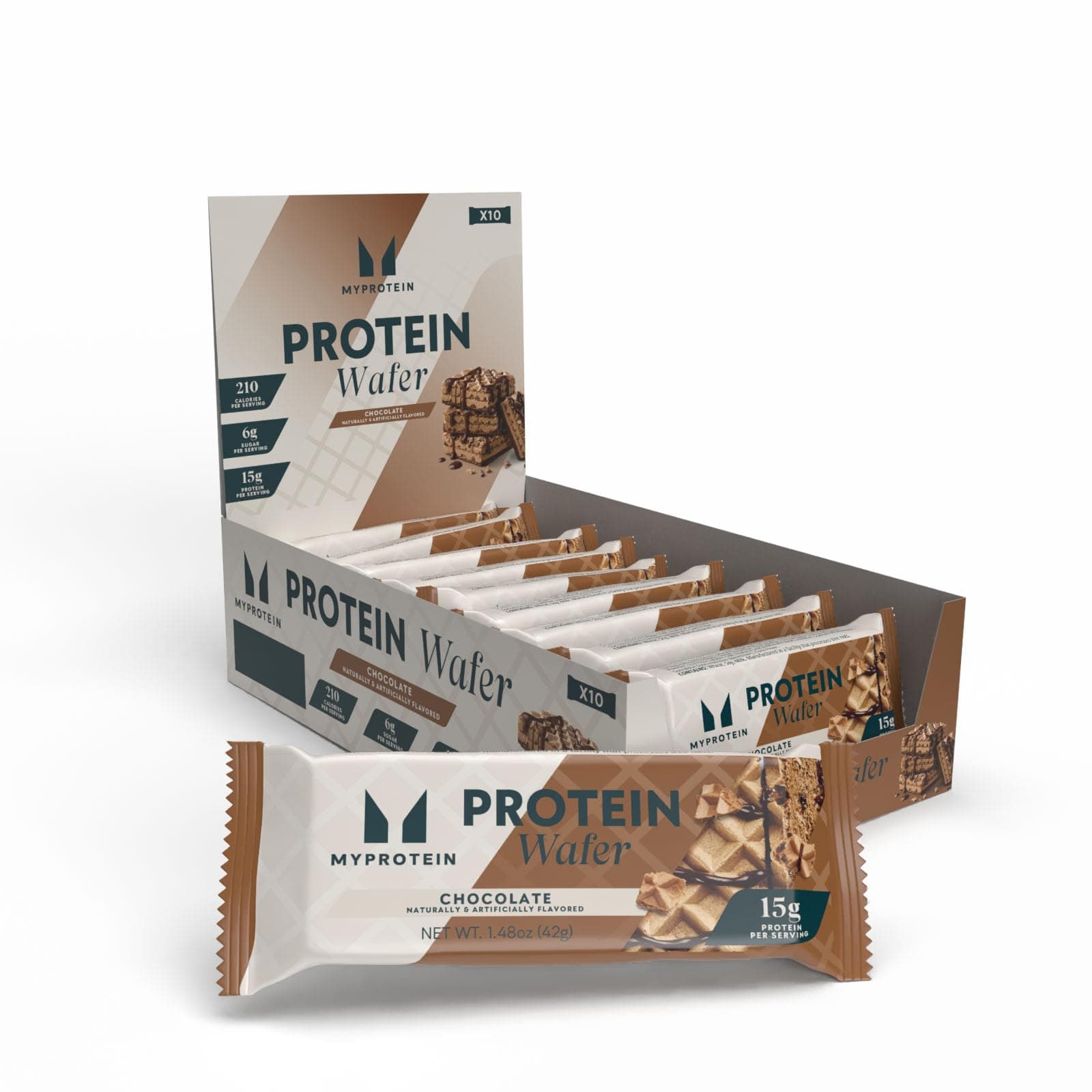 Myprotein Crispy Protein Wafers | 15g Protein | Box of 10 | Chocolate | High Protein Snack Bar | Milk & Whey Isolate | Low Sugar