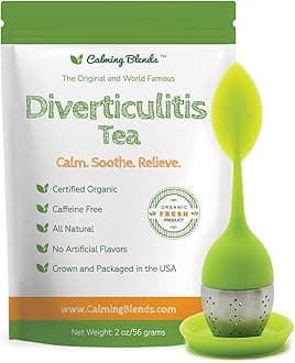 Calming Blends Diverticulitis Tea | Certified Organic, Caffeine Free | Includes Tea Strainer