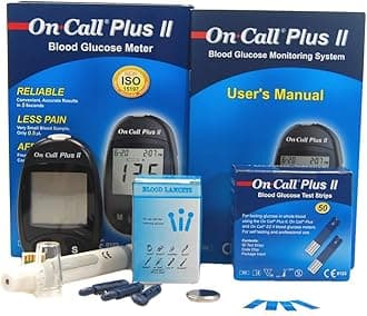 On Call Plus II Diabetes UK Monitoring Starter Pack + 50 Test Strips, Lancets and Auto Lancer