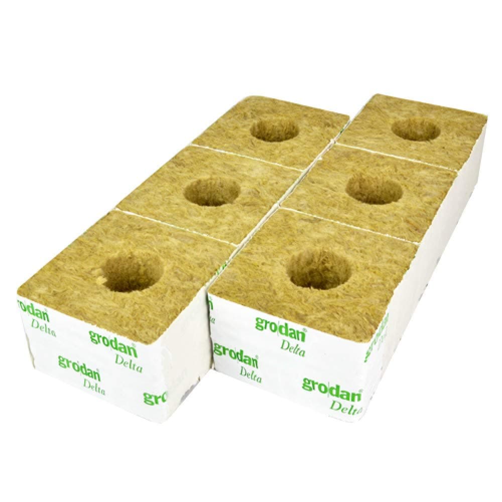 Cultilene Rockwool Cubes Grow Blocks 3" 4" 6" Small Large Hole Hydroponics (4" Cube Small Hole (28/35) - Qty 10)