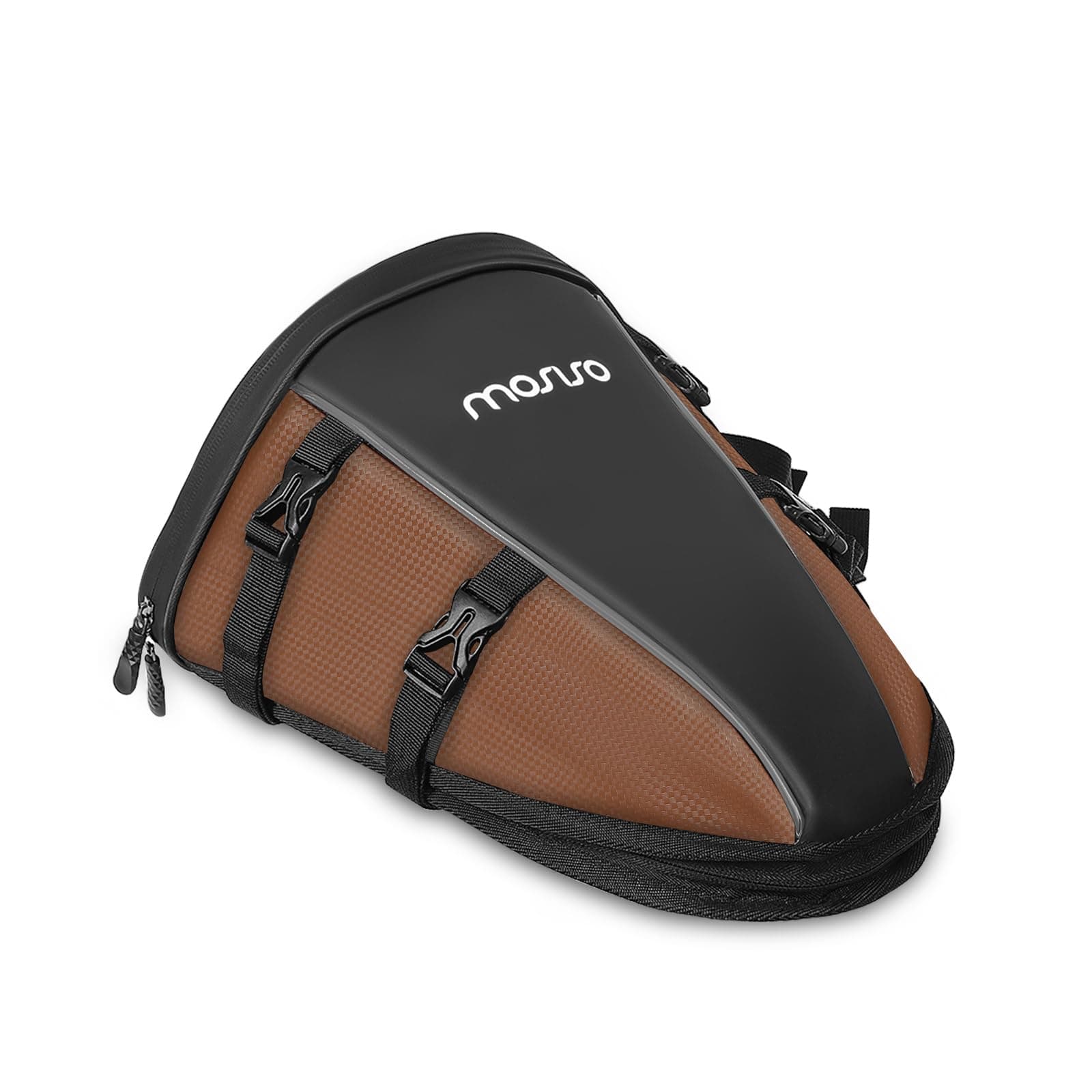 MOSISO Motorcycle Tail Bag Multifunctional Waterproof Polyester Storage Saddle Bag, 10L Outdoor Sports Motorbike Rear Seat Light Tank Handbag Tool Carry Pouch with Shoulder Strap, Brown