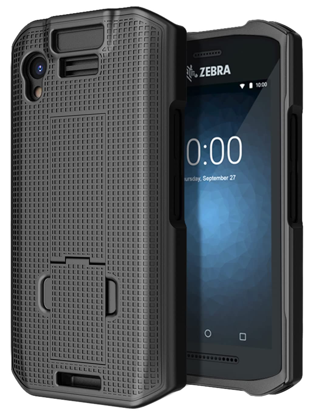 Nakedcellphone Case with Stand for Zebra TC21 TC26 Mobile Computer Scanner, Textured Slim Hard Shell Protector Cover with Kickstand - Black