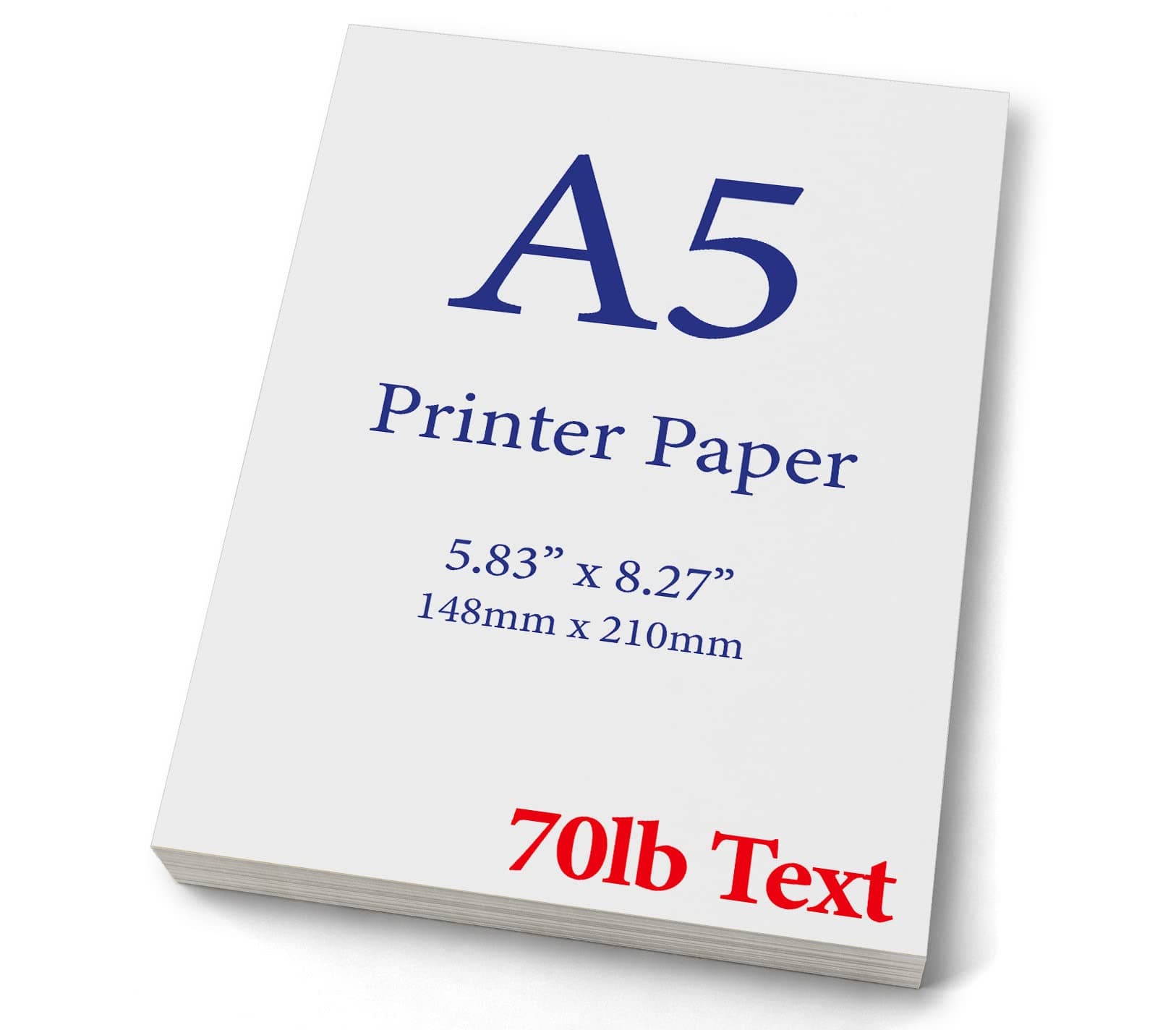 Premium A5 (8.3" x 5.8") Printer Paper, 70lb Text / 28lb Bond (105gsm) Bright White Paper (250 Sheets)