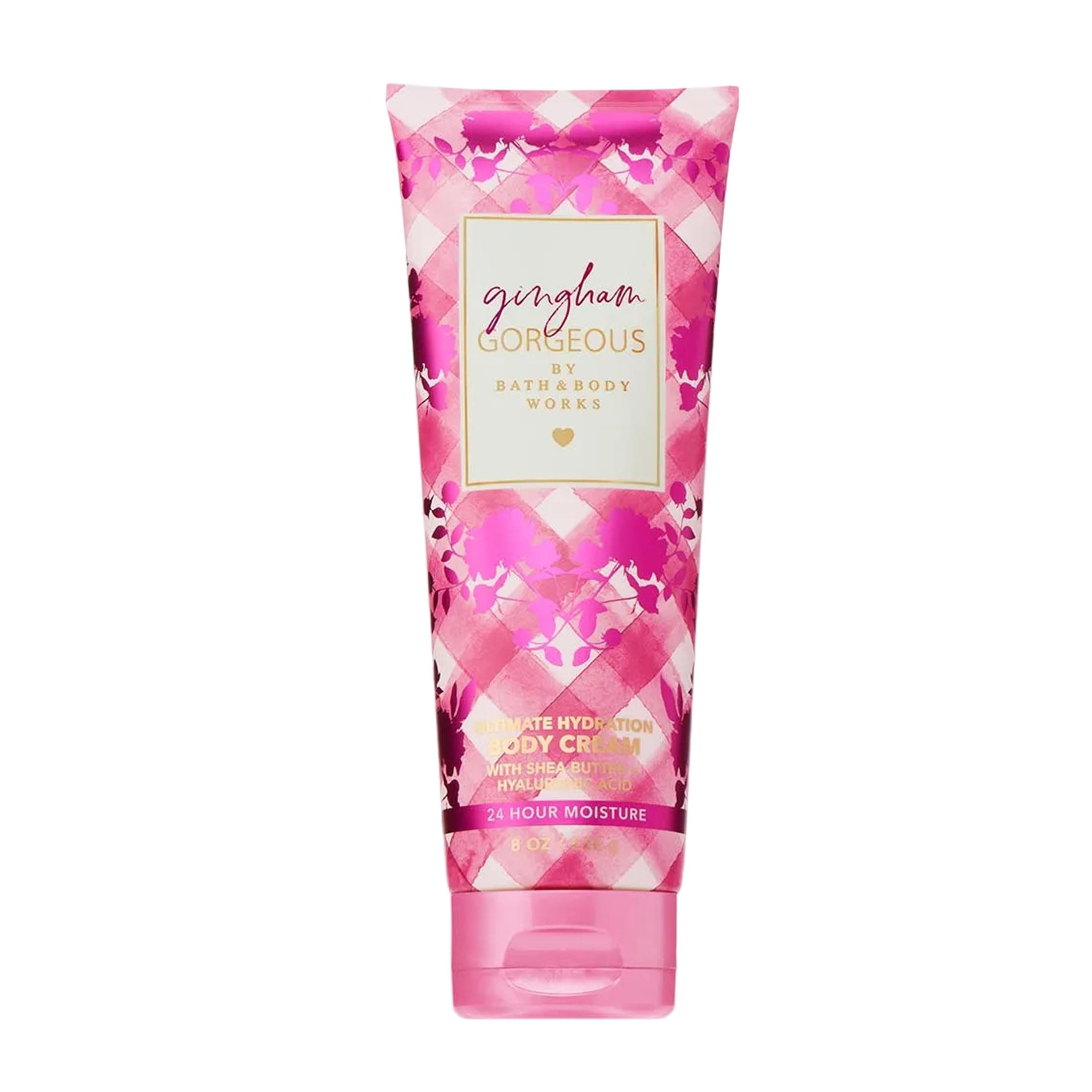 Gingham Gorgeous Body Cream, Ultimate Hydration Moisturizer with Shea Butter & Hyaluronic Acid for Dry Skin – Pink Strawberries, Peony Blooms, and Peach Nectar, 8 oz - 1 Pack