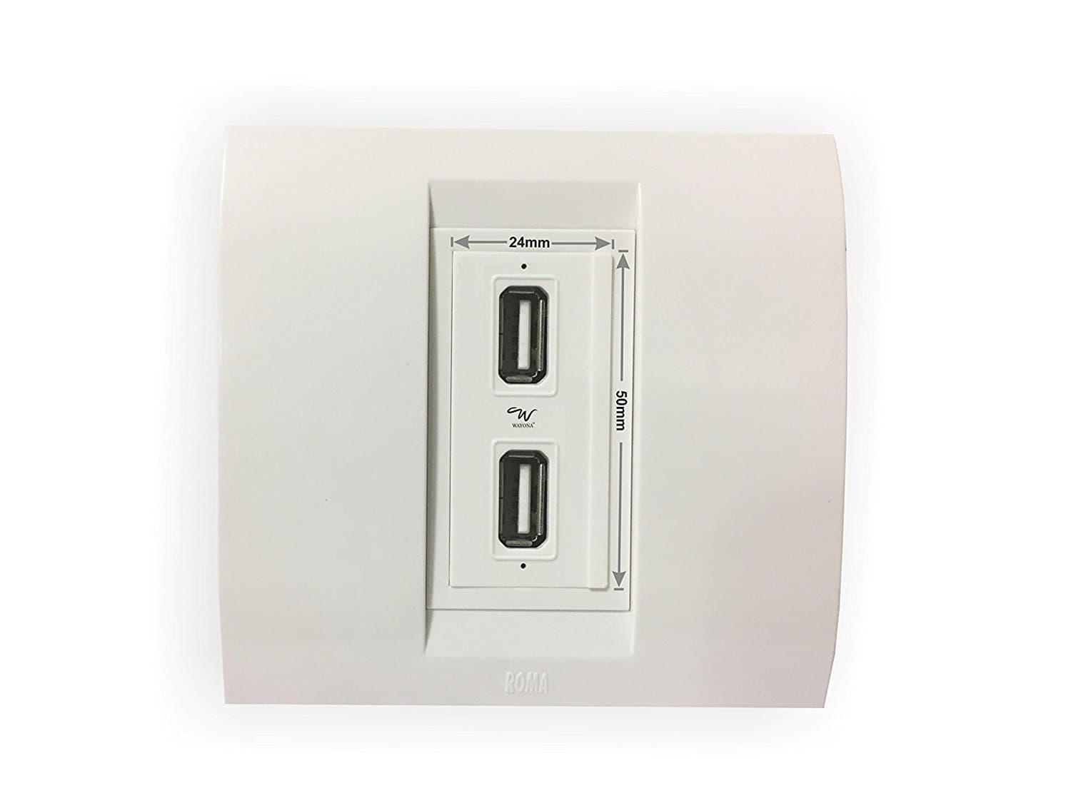 Wayona 18W Dual USB Socket Inwall USB Fast Charger Compatible with Anchor Roma switch plate - White