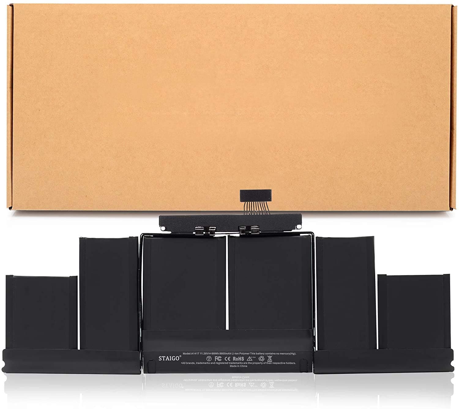 STAIGO Replacement A1417 Battery for Apple MacBook Pro Retina 15" [Middle 2012-Early 2013] MC975 MC976 ME665 ME664 [3 Cell, 10.95V, 95WH, 8460mAh]