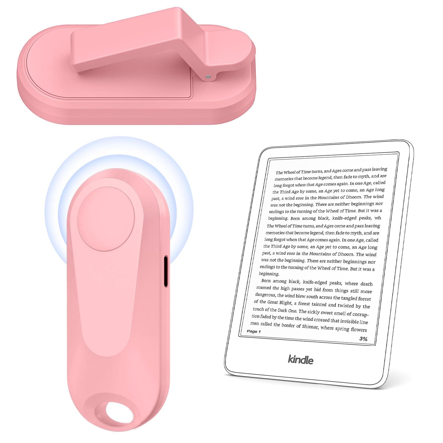 Remote Control Page Turner for Kindle Paperwhite Oasis Kobo eReaders, Camera Camcorder Remote Controls, Page Turner Clicker for ipad Tablets Reading Novels with Wrist Strap Storage Bag