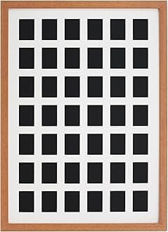 Instax Mini Multi Aperture Wooden Photo Frame. Holds Forty-Two instax sized Photos. A2. Portrait or Landscape. (33) (Oak, Red Mount)