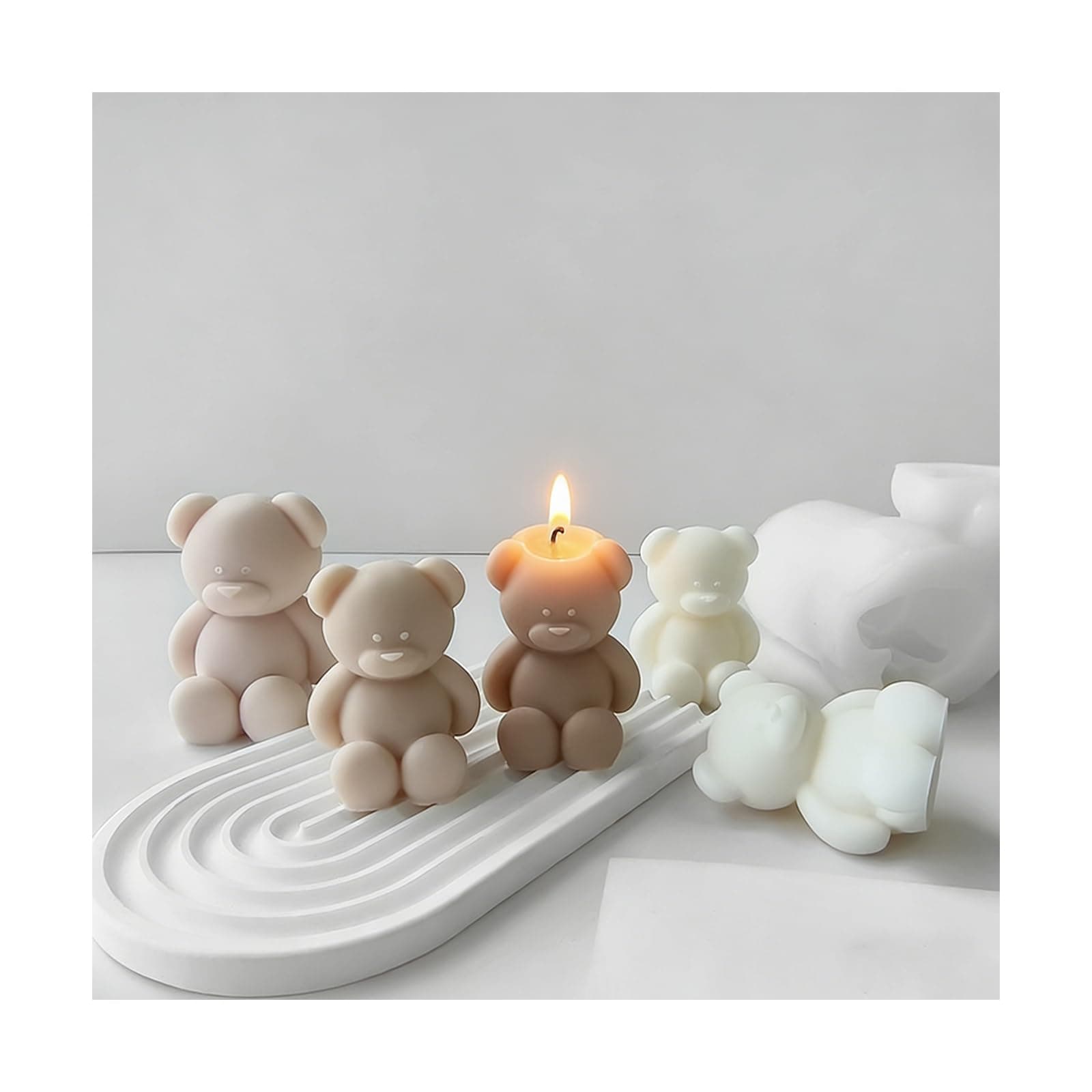 Silicone Candle Molds, 3D Charming Bear Scented Candle Mold, Cozy Atmosphere Design, Odorless, BPA Free, Cute Animal Silicone Molds for Candle Making, DIY, Resin, Wax, Soap, Chocolate Etc