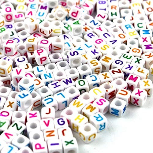500 pcs Rainbow Alphabet/Letter Acrylic Cube Beads for DIY Bracelets,Necklaces,Children's Educational Toys, Handmade Gift(6x6mm/1/4)