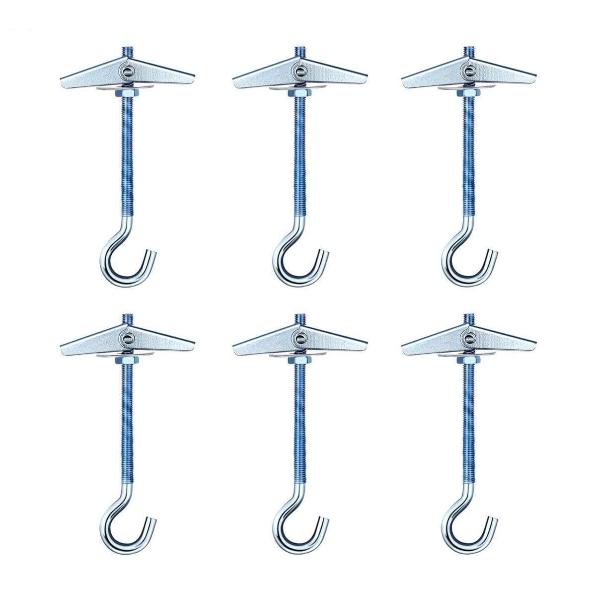 WOHSEROM 6 Packs Spring Toggle Hook Bolts Hanger Wall Fixing Anchors Hook,Toggle Wings for Ceiling Installation Cavity Wall Fixing Ceiling Hook(Length:9 cm)