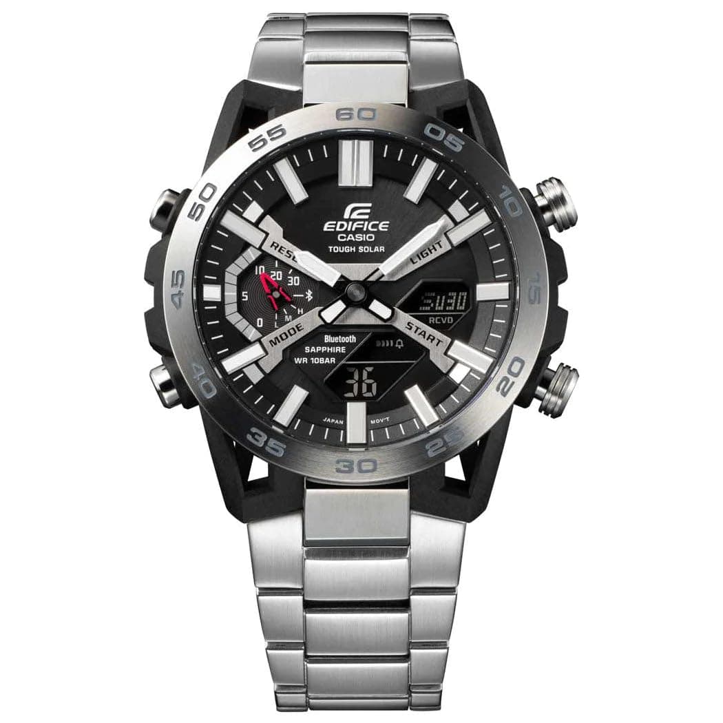 Edifice Men Analog-Digital Quartz Watch with Stainless Steel Strap ECB-2000D-1AEF