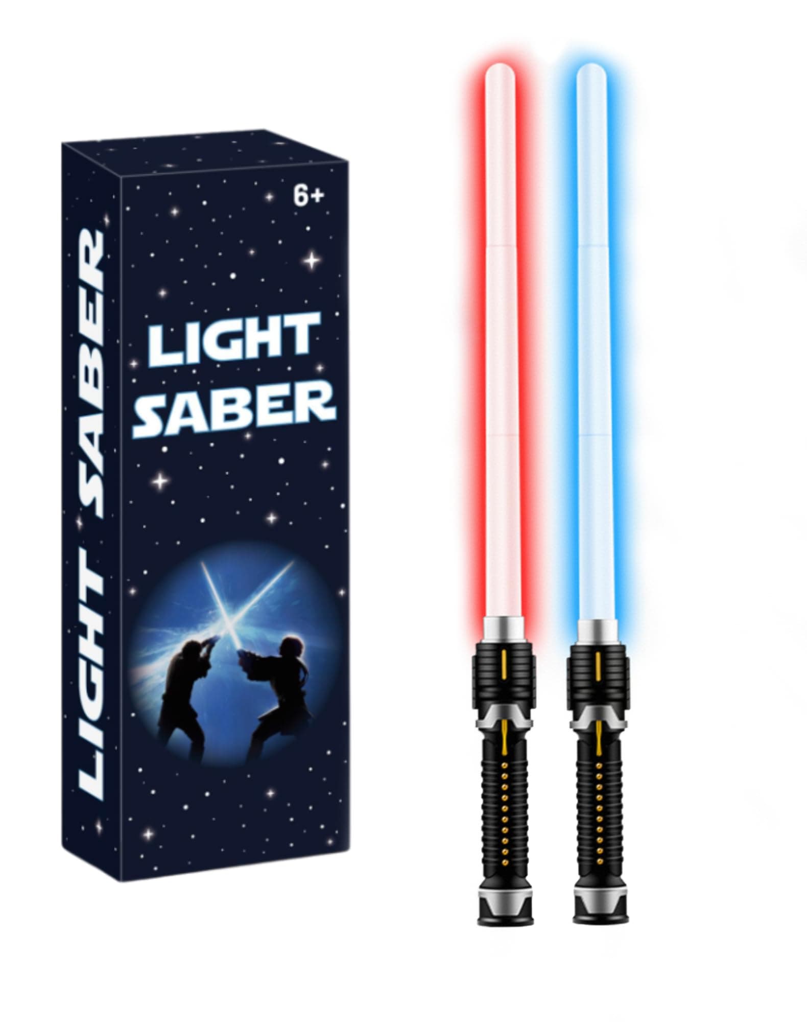 VXQ Light Sabers for Kids, 2-in-1 Mini Retractable Light Up Sword for Boys Girls, Red Blue Cosplay Costume Party Birthday Gift Toy