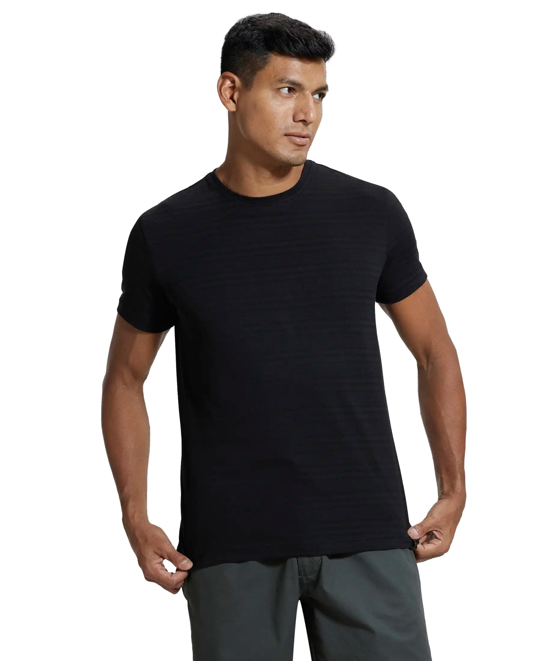 IM21 Men's Super Combed Supima Cotton Solid Regular Fit Round Neck Half Sleeve T-Shirt