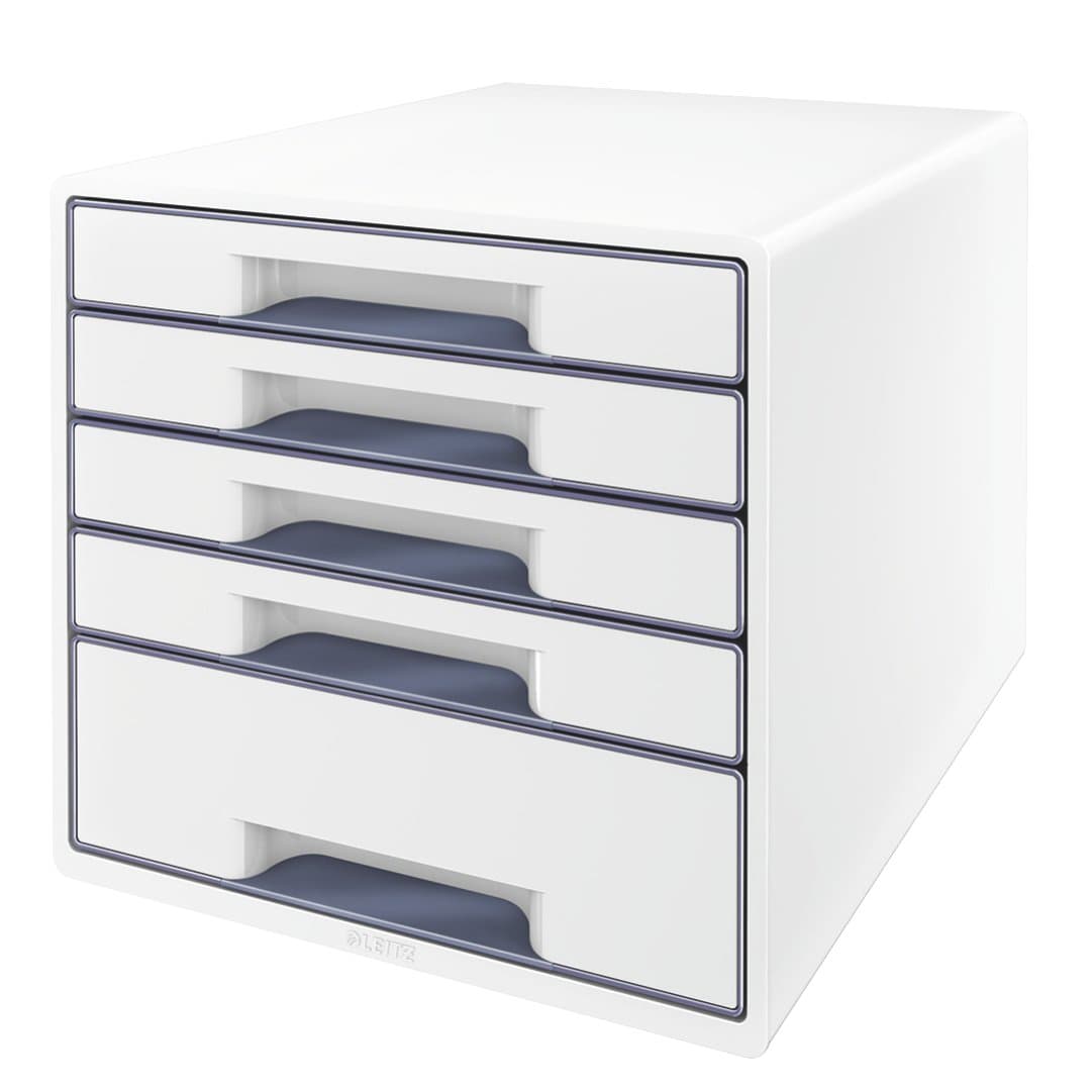 5 A4 Drawer Cabinet With Transparent Tray, Organiser, Wow Range, White/Grey,Model:52142001