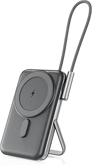 EKR for Magsafe Portable Charger,10000mAh PD20W Magnetic Wireless Power Bank,Fast Charging Battery Pack with Zinc Alloy Stand,Compatible with iPhone 16/15/14/13/12 Series,Samsung Android Series WB