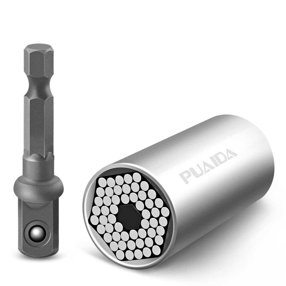 PUAIDA Universal Socket Grip, the 1/4 inch to 3/4 inch Multi-function Socket Wrench with Power Drill Adapter- a Must-have Repair Hand Tool for Your Cabinet