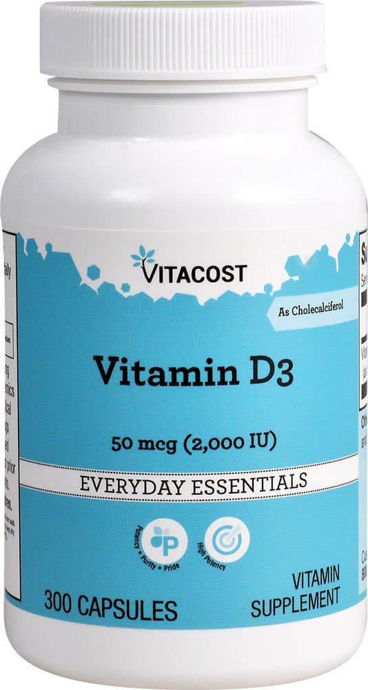 Vitacost Vitamin D3 (as Cholecalciferol) -- 2000 IU - 300 Capsules
