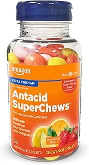 - Chewy Bites Chewable Antacid Tablets, Ultra Strength Heartburn Relief, Acid Indigestion, Upset & Sour Stomach, Fast-Acting, Assorted Fruit Flavors, 90 Count