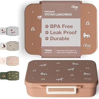 Tritan Lunch Box for Kids with 4 Compartment Easy to Open, Great for School & Travel, Elegant Unicorn Blush Pink Design