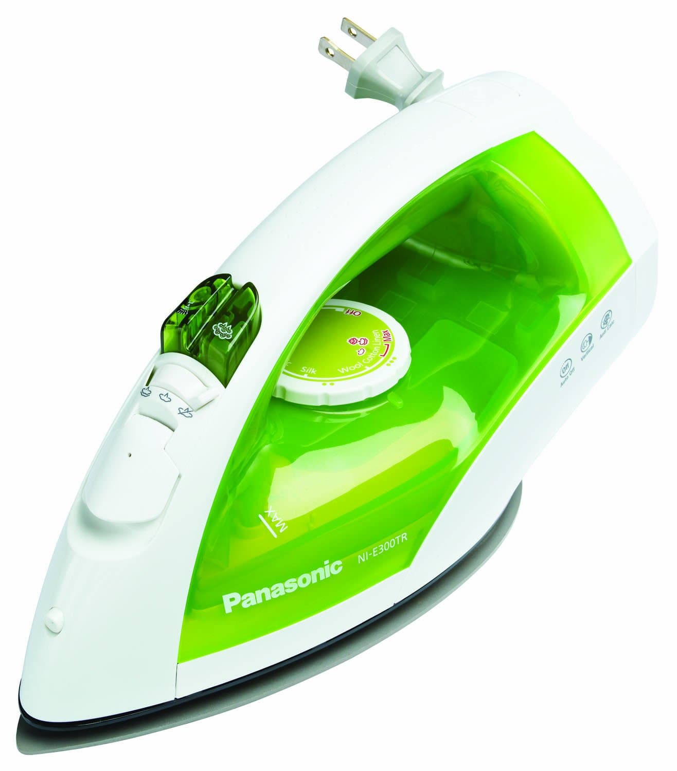 Panasonic NI-E300TR U-Shape Titanium Soleplate Steam-Dry Iron,White/Green Finish
