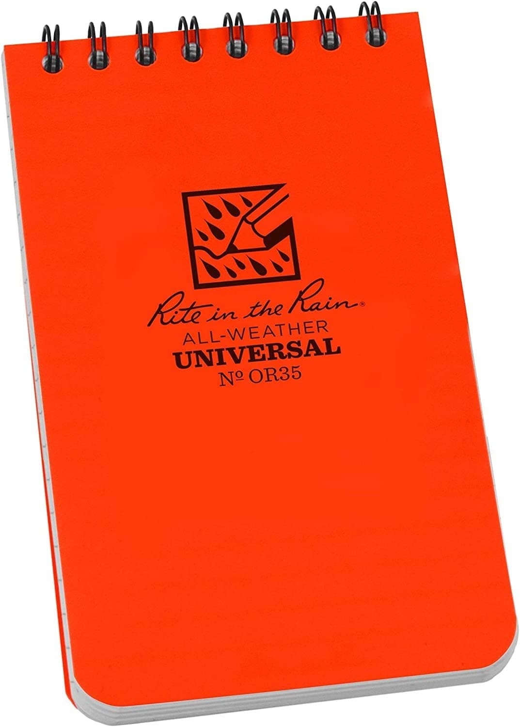Rite in the Rain Weatherproof Top-Spiral Notebook, 3" x 5", Orange Cover, Universal Pattern (No. OR35)