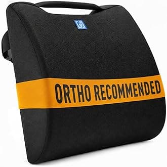 Back Support for Office Chair | Premium High Density Foam Lumbar Pillow | 5-Year Warranty |Orthopedic Backrest for Lower Back & Sciatica Pain Relief | Ergonomic Desk Chair Cushion(Black)