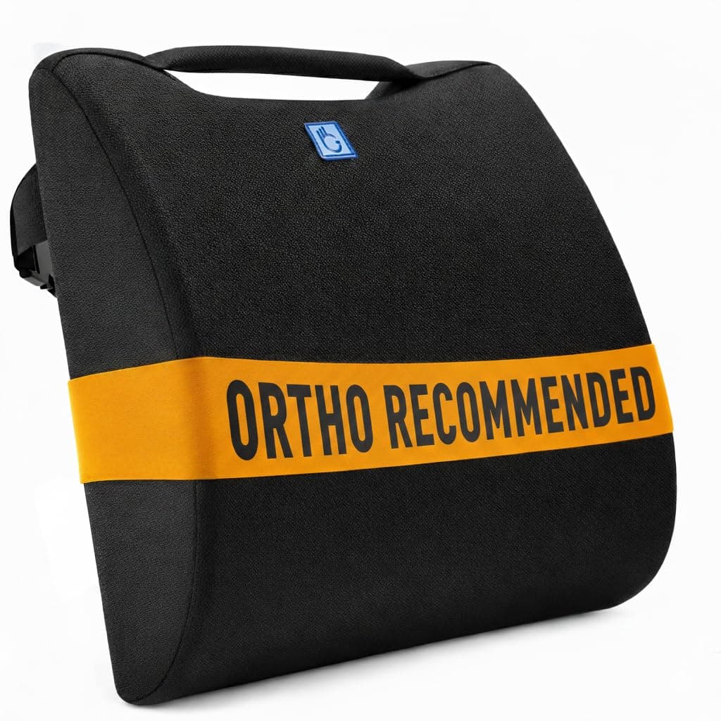 Back Support for Office Chair | Premium High Density Foam Lumbar Pillow | 5-Year Warranty |Orthopedic Backrest for Lower Back & Sciatica Pain Relief | Ergonomic Desk Chair Cushion(Black)