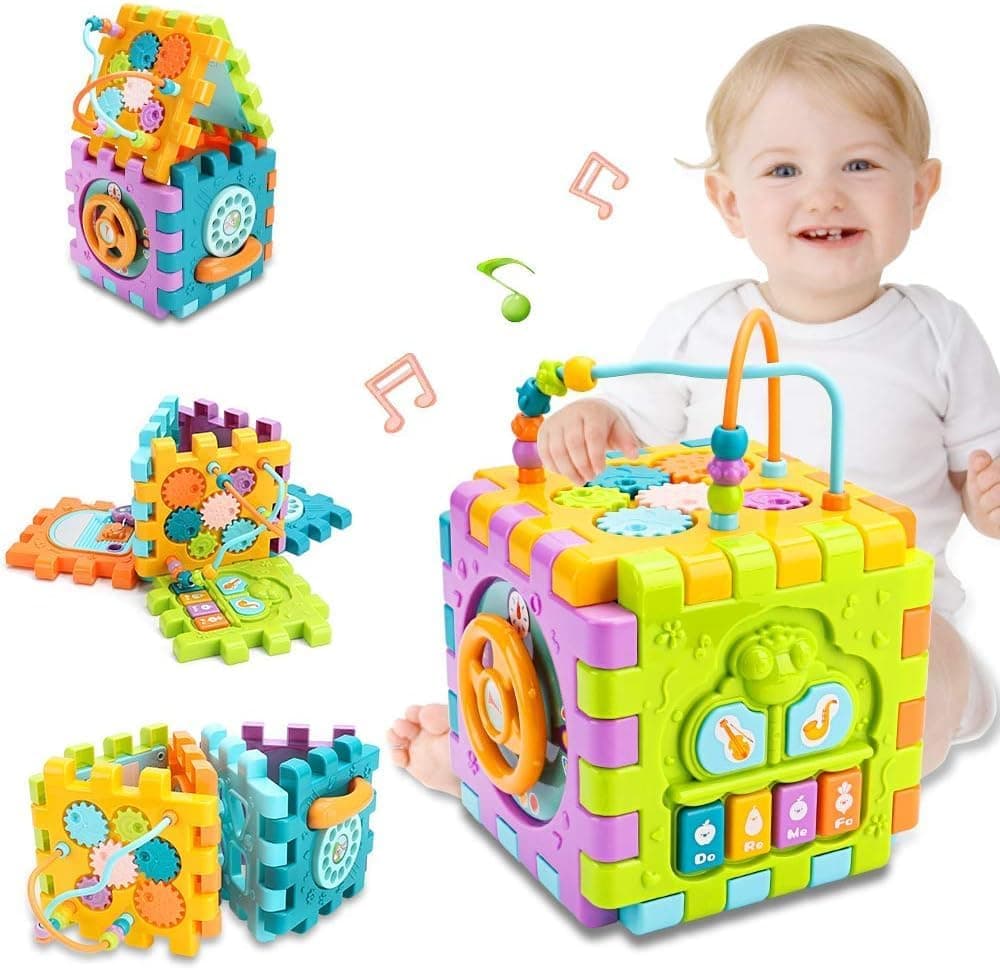 Brand Conquer Activity Cube Baby Toys 6 in 1 Multi-Purpose Educational Learning Cube with Music Activity Center Play Square Toy Gift for 18M+ Year Old Boy Girl (Activity Cube)
