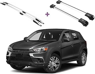 ERKUL Set of Roof Side Rails Rack + Cross Bars for Mitsubishi Outlander Sport ASX 2011-2025 | Complete Roof Rack System | Rooftop Luggage Carrier, Kayak, Canoe, Ski | Designed for Bare Roofs | Silver