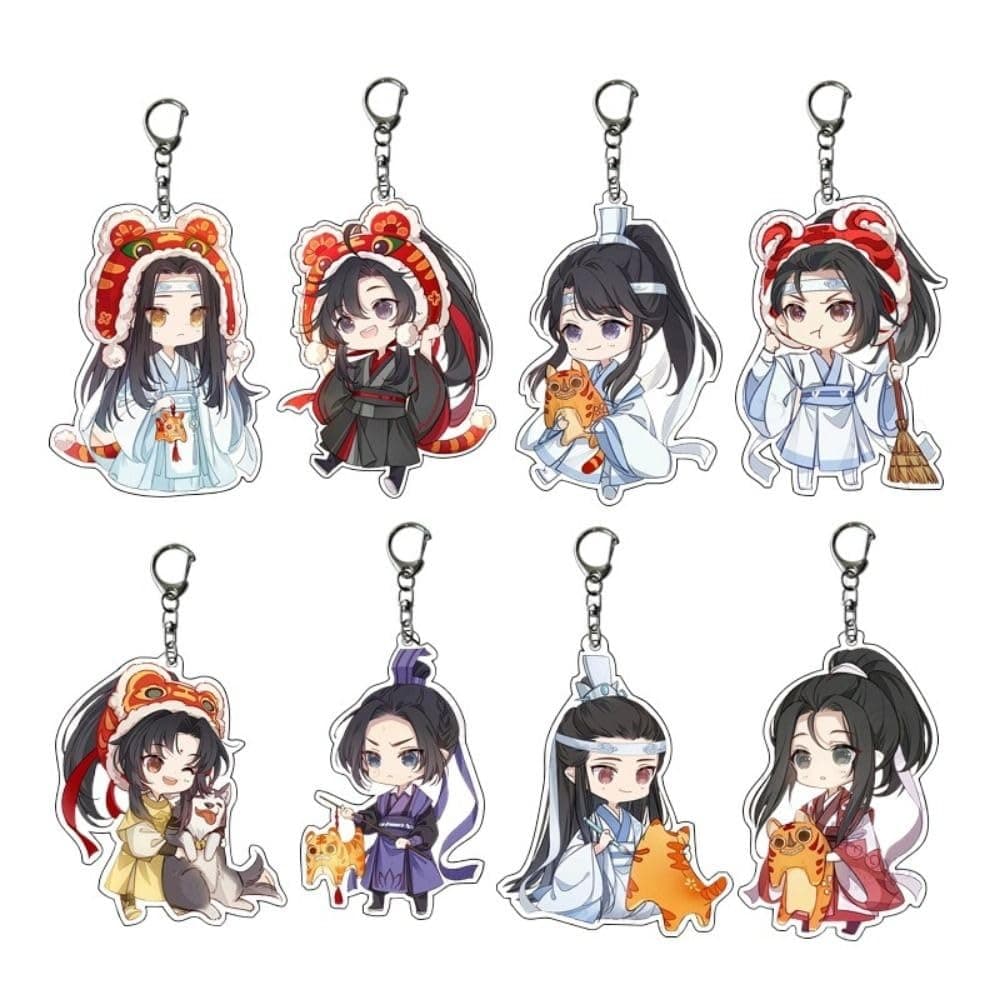 Kopida8 Pcs Anime Mo Dao Zu Shi Keychain Wei Wuxian Lan Wangji Acrylic Keyring Cosplay Cartoon Figure Pendant Bag Accessories, Double-Sided Pattern
