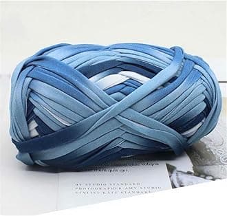 1 PCS Colorful T-Shirt Yarn Knitting Yarn Fabric Crochet Cloth for DIY Knitted Fabric Art (#51 Blue&White)