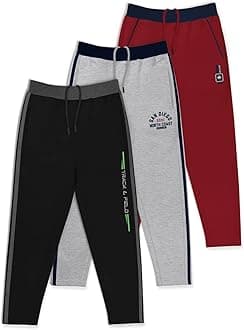 HELLCATBoys Regular Fit Blended Cotton Stylish Track Pants - Pack of 3