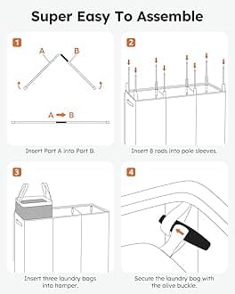 SOLEDI 180L Laundry Hamper 3 Section, Extra Large Laundry Hamper with Lid, Dirty Clothes Hamper with Sturdy Handle, Large Laundry Basket Organizer for Laundry Room, Bedroom, Hampers for Laundry