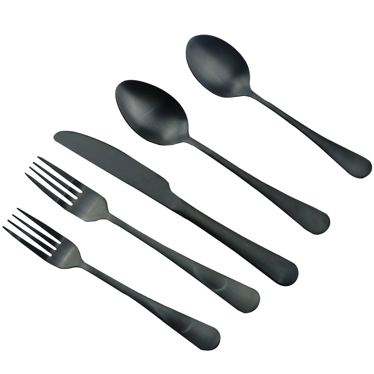 JANKNG 20-Piece 18/10 high-class Stainless Steel Flatware Set Matte Black, Service for 4