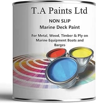 T A Paints Ltd Non Slip Marine Boat Deck Paint Durable Anti Slip Coating Ideal For Boats Barges Ideal for Wood Metal Concrete Plywood & Timber (5L BS 18 B 25 Grey)