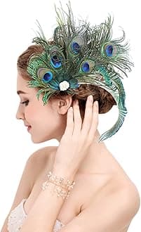 Peacock Feather Hair Clip Fascinator Hat 1920s Hair Accessories for Women Church Derby Halloween Headpiece