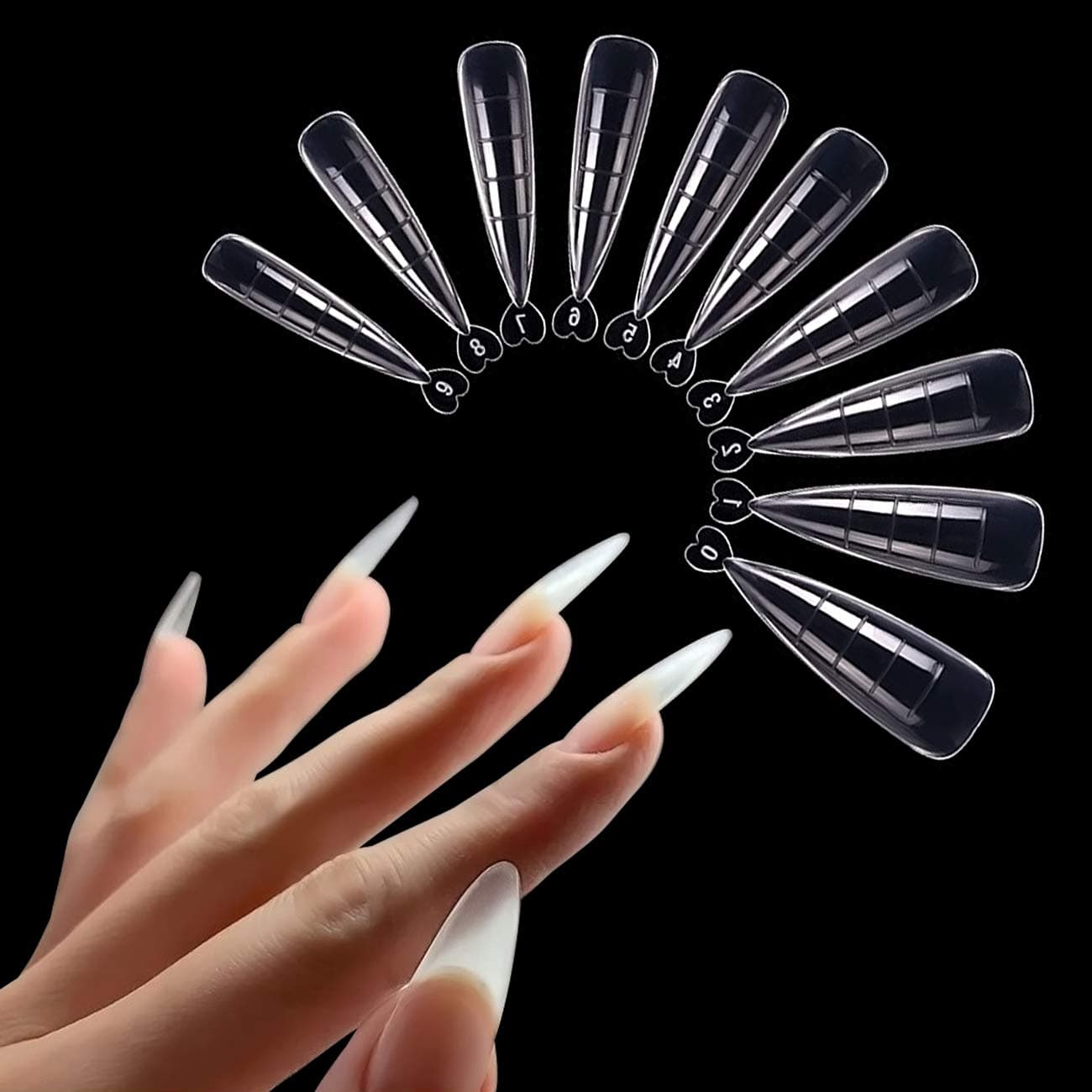 100 Pcs Poly Extension Gel Dual Nail Form Builder Gel Stiletto Nail Molds False Nail Tips for Gel Manicure Nail Art Design Salon DIY at Home (Stiletto Dual Forms Set)