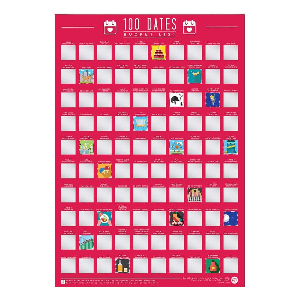 100 Dates Bucket List Scratch Poster