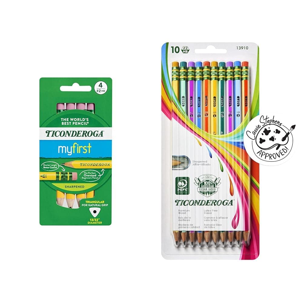My First Short Triangular Wood-Cased Pencils Bundle With Striped Wood-Cased Pencils, 4 And 10 Count