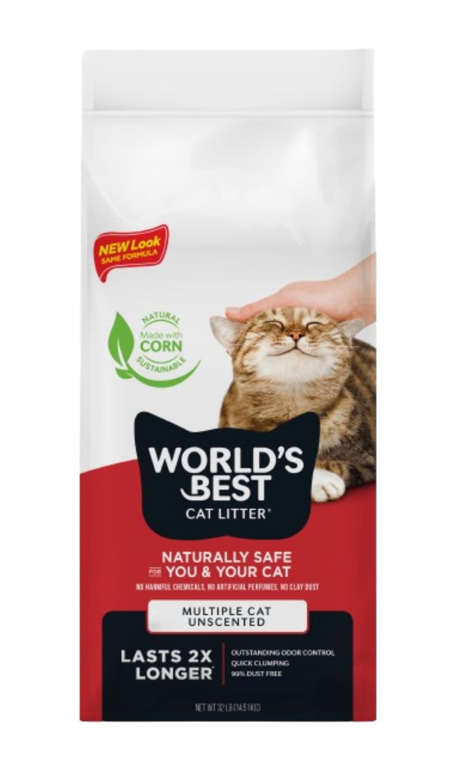 WORLD'S BEST CAT LITTER Multiple Cat Unscented, 32-Pounds