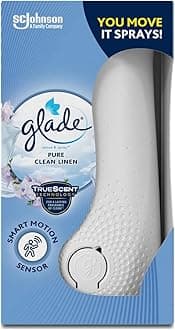 Glade Sense & Spray Air Freshener Holder and Refill, Motion Activated Automatic Odour Eliminator for Home, Clean Linen, Starter Kit with Holder & 18 ml Refill