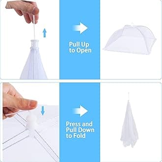 10Pack Mesh Food Covers for Outside Outdoors Pop-Up Umbrella Screen Food Tent Bulk, 2 Extra Large (40"x24") & 8 Large (17"x17") Collapsible Reusable Picnic Table Fruit Nets for Camping, BBQs