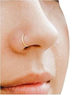 14K Solid Gold Nose Ring Hoop for Women – 18G, 20G, 22G, 24G – Yellow, Rose or White Gold – 7mm to 10mm – Hypoallergenic Septum or Cartilage Piercings (22 Gauge 7mm Yellow Gold)